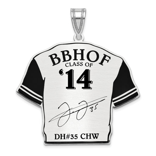 Sterling Silver Rhodium plated Frank Thomas Hall of Fame Signature Epoxy Jersey Pendant