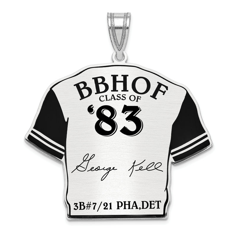 Sterling Silver Rhodium plated George Kell Hall of Fame Signature Epoxy Jersey Pendant