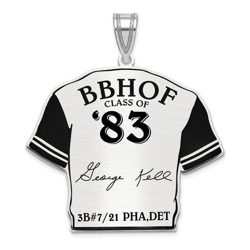 Sterling Silver Rhodium plated George Kell Hall of Fame Signature Epoxy Jersey Pendant