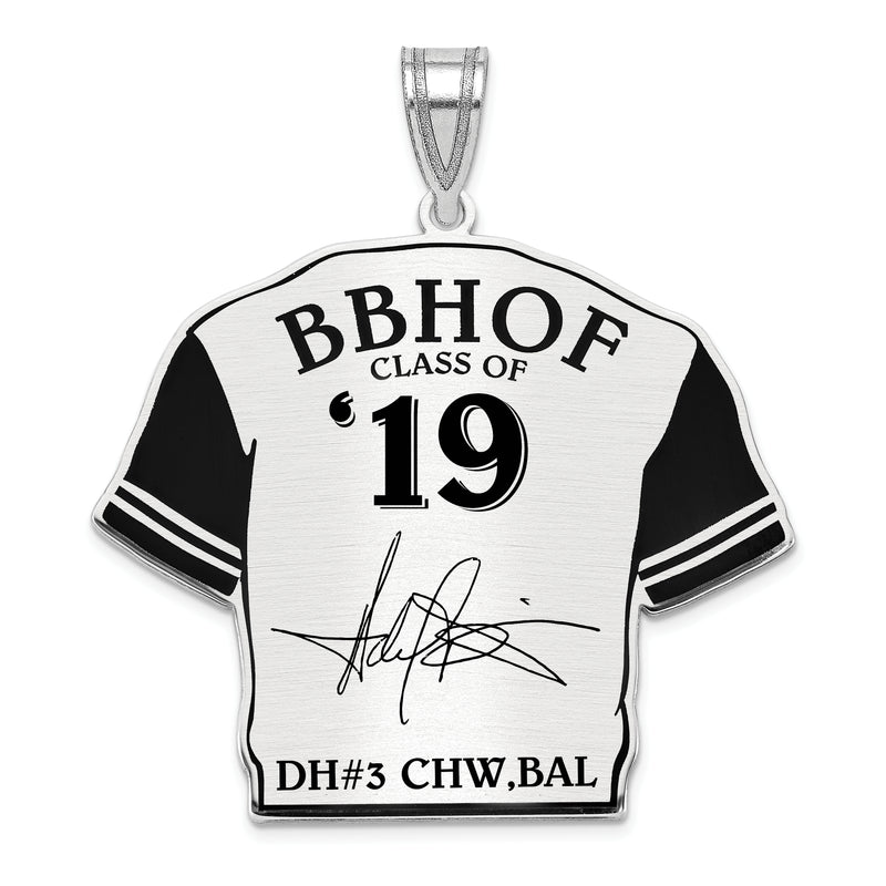 Sterling Silver Rhodium plated Harold Baines Hall of Fame Signature Epoxy Jersey Pendant