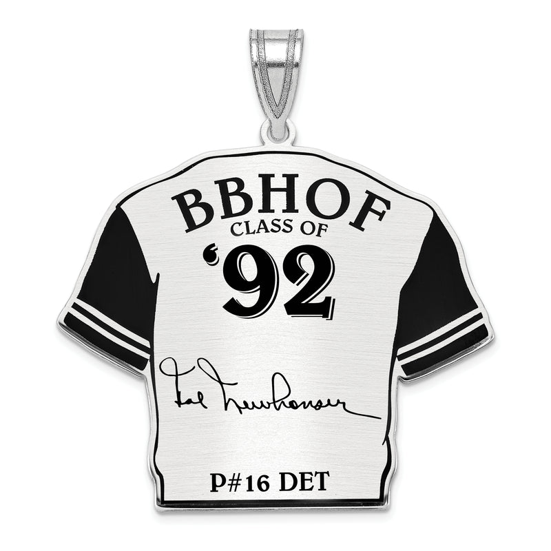 Sterling Silver Rhodium plated Hal Newhouser Hall of Fame Signature Epoxy Jersey Pendant