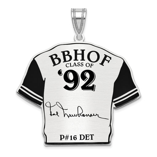 Sterling Silver Rhodium plated Hal Newhouser Hall of Fame Signature Epoxy Jersey Pendant