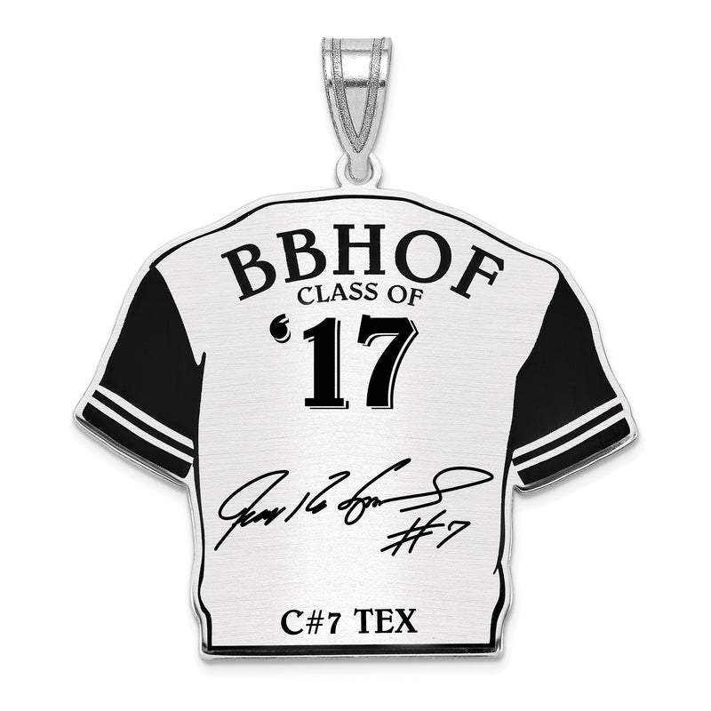 Sterling Silver Rhodium plated Ivan PUDGE Rodriguez Hall of Fame Signature Epoxy Jersey Pendant