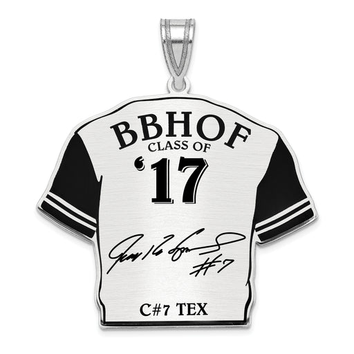 Sterling Silver Rhodium plated Ivan PUDGE Rodriguez Hall of Fame Signature Epoxy Jersey Pendant