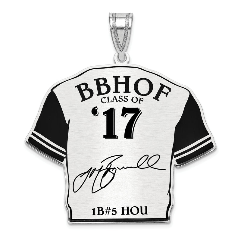 Sterling Silver Rhodium plated Jeff Bagwell Hall of Fame Signature Epoxy Jersey Pendant