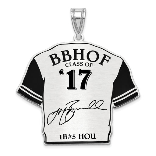 Sterling Silver Rhodium plated Jeff Bagwell Hall of Fame Signature Epoxy Jersey Pendant