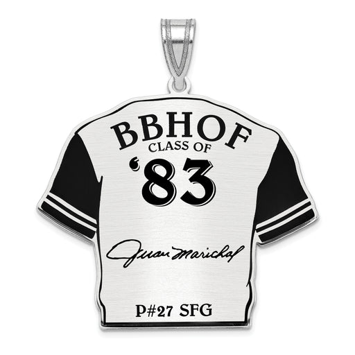 Sterling Silver Rhodium plated Juan Marichal Hall of Fame Signature Epoxy Jersey Pendant
