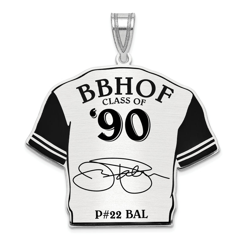 Sterling Silver Rhodium plated James JIM Palmer Hall of Fame Signature Epoxy Jersey Pendant
