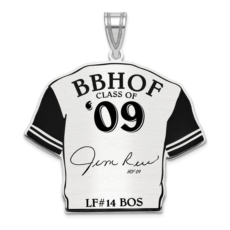 Sterling Silver Rhodium plated James JIM Rice Hall of Fame Signature Epoxy Jersey Pendant
