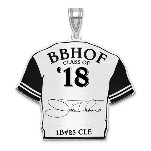 Sterling Silver Rhodium plated James JIM Thome Hall of Fame Signature Epoxy Jersey Pendant