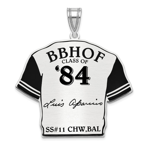 Sterling Silver Rhodium plated Luis Aparicio Hall of Fame Signature Epoxy Jersey Pendant