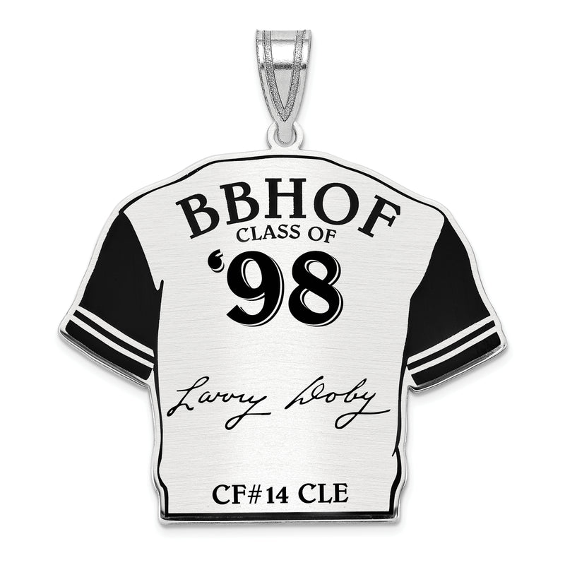 Sterling Silver Rhodium plated Larry Doby Hall of Fame Signature Epoxy Jersey Pendant