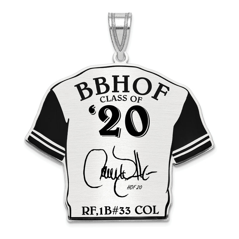 Sterling Silver Rhodium plated Larry Walker Hall of Fame Signature Epoxy Jersey Pendant
