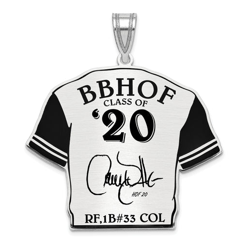 Sterling Silver Rhodium plated Larry Walker Hall of Fame Signature Epoxy Jersey Pendant