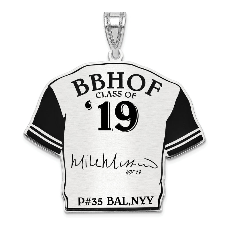 Sterling Silver Rhodium plated Mike Mussina Hall of Fame Signature Epoxy Jersey Pendant