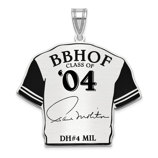Sterling Silver Rhodium plated Paul Molitor Hall of Fame Signature Epoxy Jersey Pendant