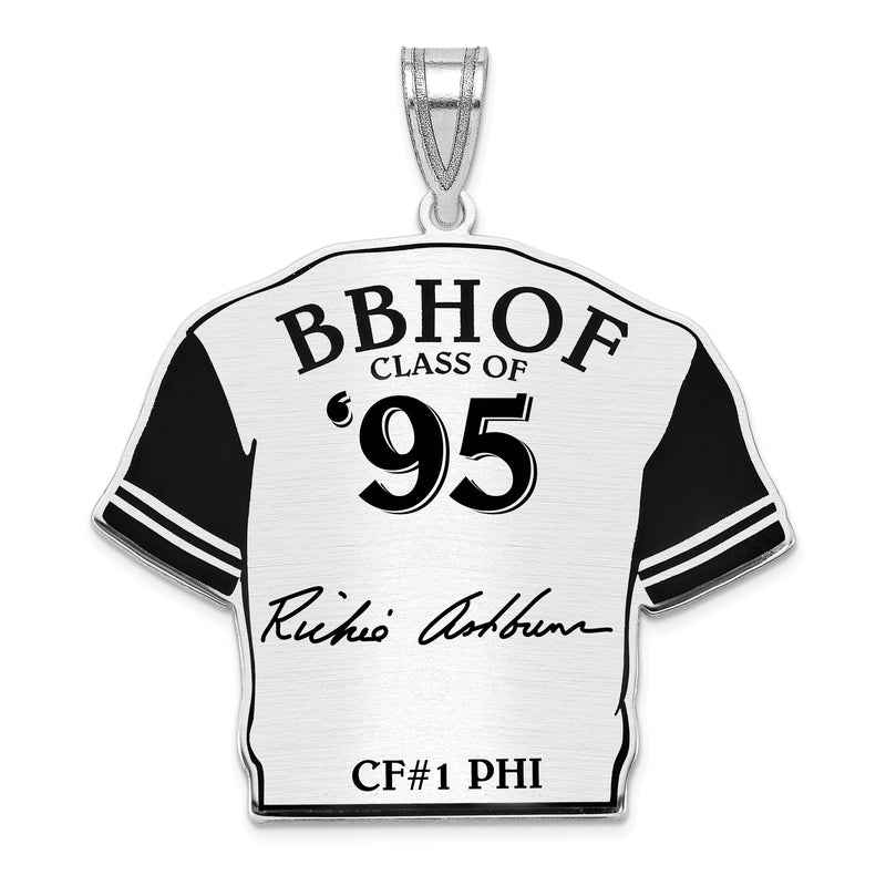 Sterling Silver Rhodium plated Richie Ashburn Hall of Fame Signature Epoxy Jersey Pendant