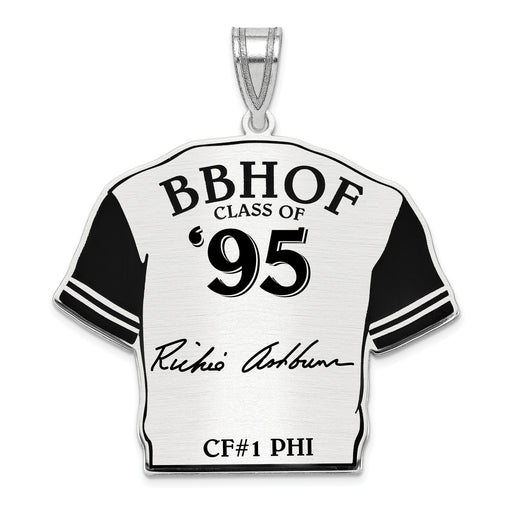 Sterling Silver Rhodium plated Richie Ashburn Hall of Fame Signature Epoxy Jersey Pendant