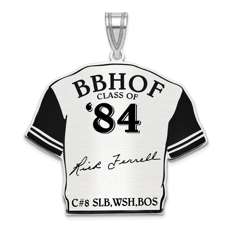 Sterling Silver Rhodium plated Rick Ferrell Hall of Fame Signature Epoxy Jersey Pendant