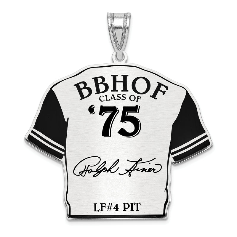 Sterling Silver Rhodium plated Ralph Kiner Hall of Fame Signature Epoxy Jersey Pendant