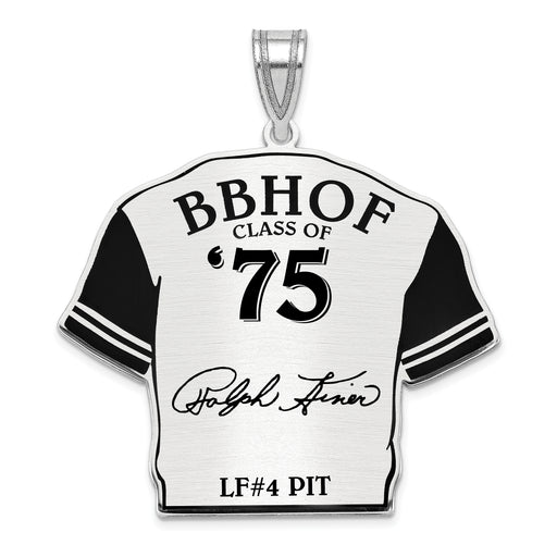 Sterling Silver Rhodium plated Ralph Kiner Hall of Fame Signature Epoxy Jersey Pendant