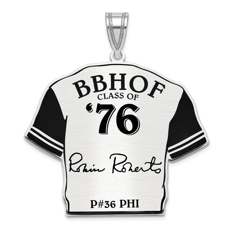 Sterling Silver Rhodium plated Robin Roberts Hall of Fame Signature Epoxy Jersey Pendant