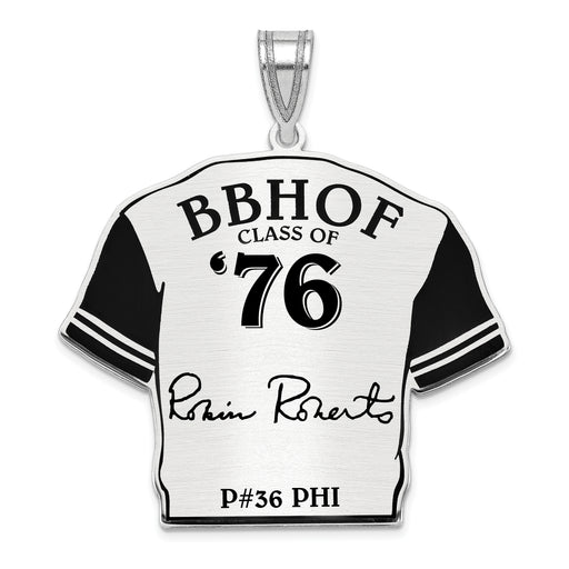 Sterling Silver Rhodium plated Robin Roberts Hall of Fame Signature Epoxy Jersey Pendant