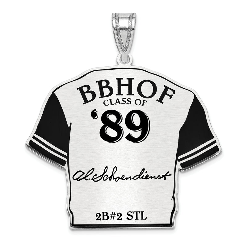 Sterling Silver Rhodium plated Al RED Schoendienst Hall of Fame Signature Epoxy Jersey Pendant