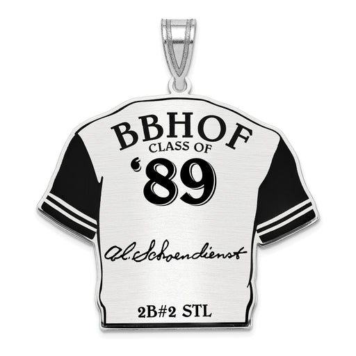 Sterling Silver Rhodium plated Al RED Schoendienst Hall of Fame Signature Epoxy Jersey Pendant