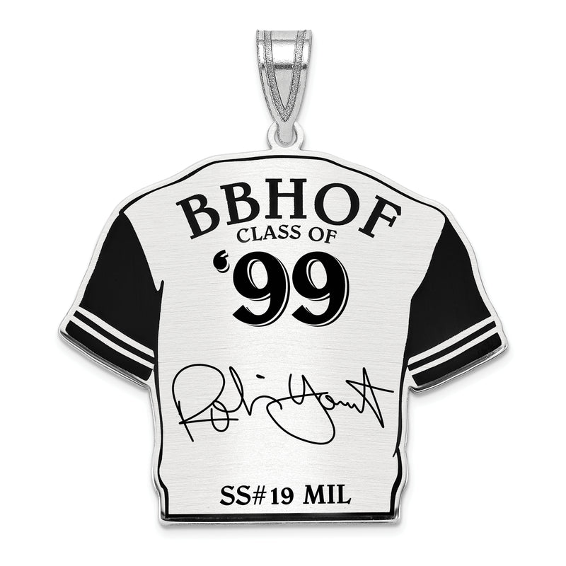 Sterling Silver Rhodium plated Robin Yount Hall of Fame Signature Epoxy Jersey Pendant