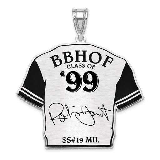 Sterling Silver Rhodium plated Robin Yount Hall of Fame Signature Epoxy Jersey Pendant
