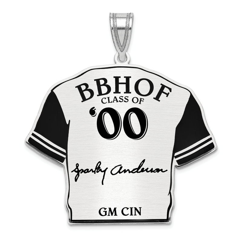 Sterling Silver Rhodium plated George SPARKY Anderson Hall of Fame Signature Epoxy Jersey Pendant