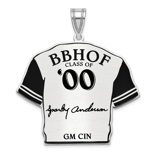 Sterling Silver Rhodium plated George SPARKY Anderson Hall of Fame Signature Epoxy Jersey Pendant