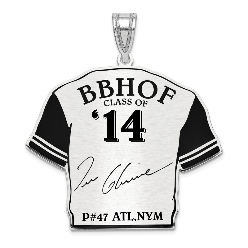 Sterling Silver Rhodium plated Tom Glavine Hall of Fame Signature Epoxy Jersey Pendant