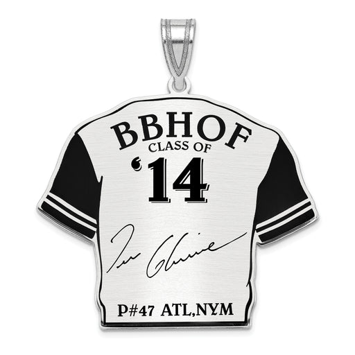 Sterling Silver Rhodium plated Tom Glavine Hall of Fame Signature Epoxy Jersey Pendant