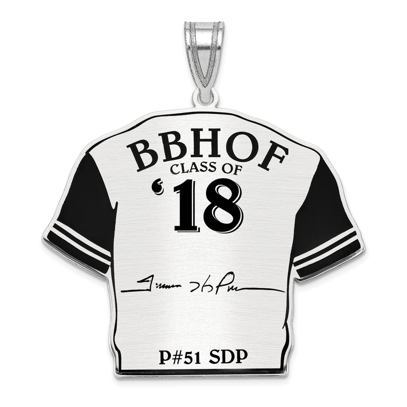 Sterling Silver Rhodium plated Trevor Hoffman Hall of Fame Signature Epoxy Jersey Pendant
