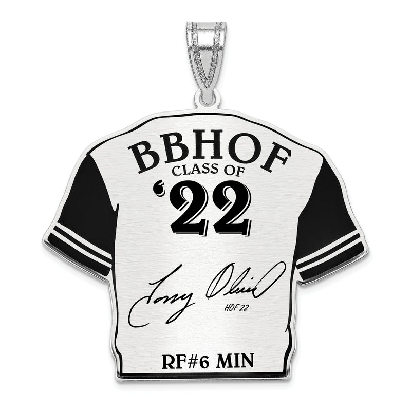 Sterling Silver Rhodium plated Tony Oliva Hall of Fame Signature Epoxy Jersey Pendant