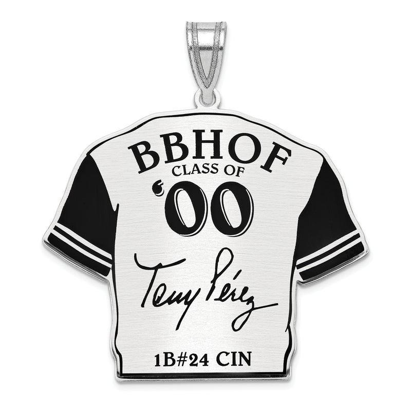 Sterling Silver Rhodium plated Atanasio TONY Perez Hall of Fame Signature Epoxy Jersey Pendant