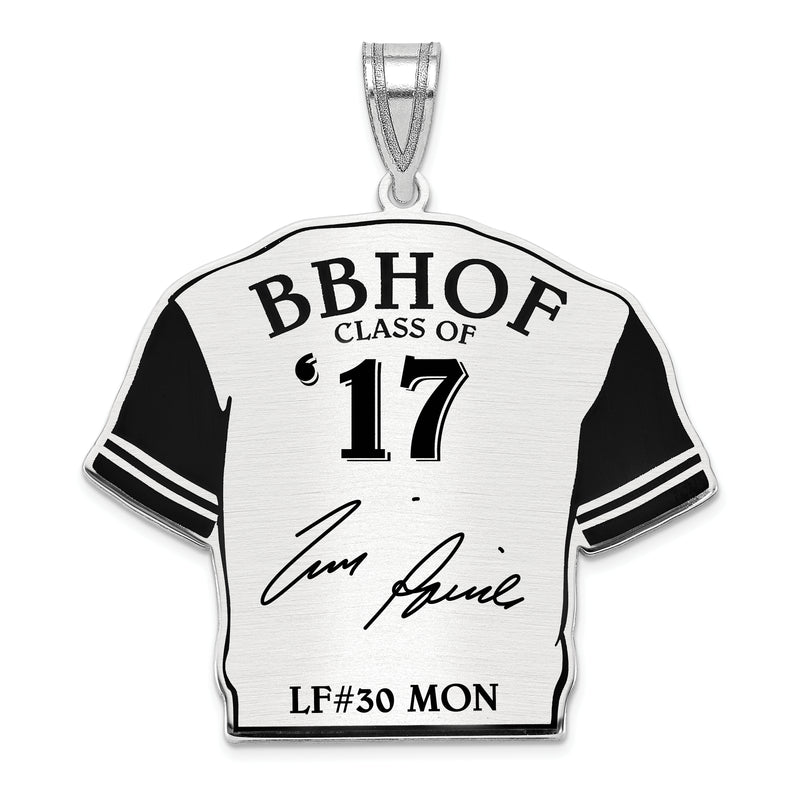 Sterling Silver Rhodium plated Tim Raines Hall of Fame Signature Epoxy Jersey Pendant