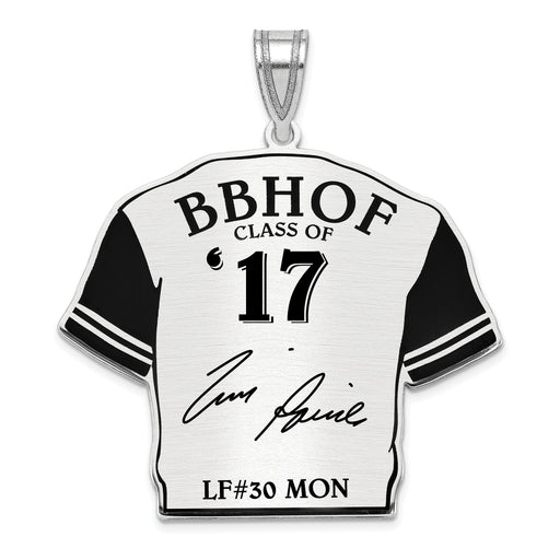 Sterling Silver Rhodium plated Tim Raines Hall of Fame Signature Epoxy Jersey Pendant
