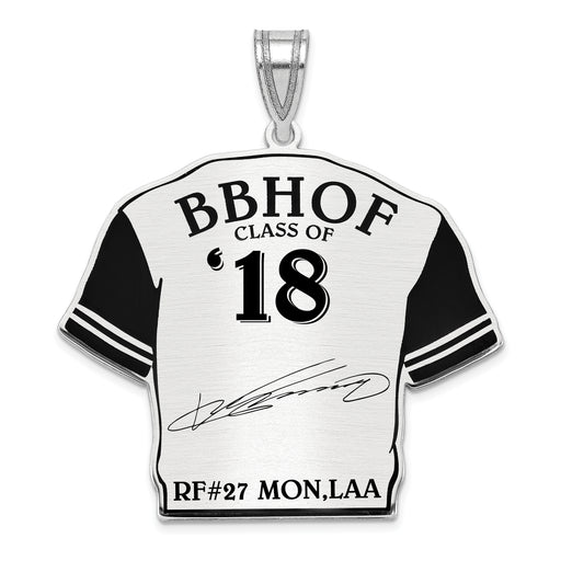 Sterling Silver Rhodium plated Vladimir Guerrero Hall of Fame Signature Epoxy Jersey Pendant