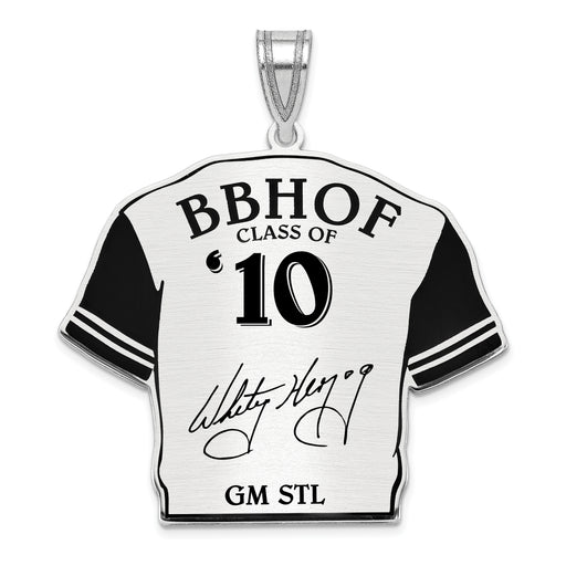 Sterling Silver Rhodium plated Whitey Herzog Hall of Fame Signature Epoxy Jersey Pendant
