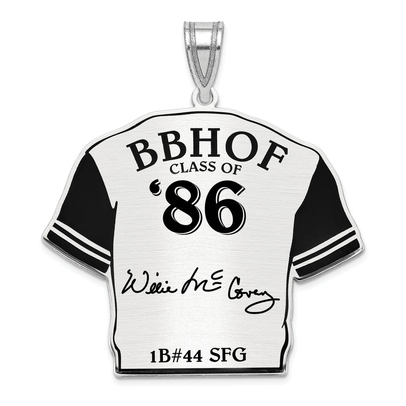 Sterling Silver Rhodium plated Willie McCovey Hall of Fame Signature Epoxy Jersey Pendant