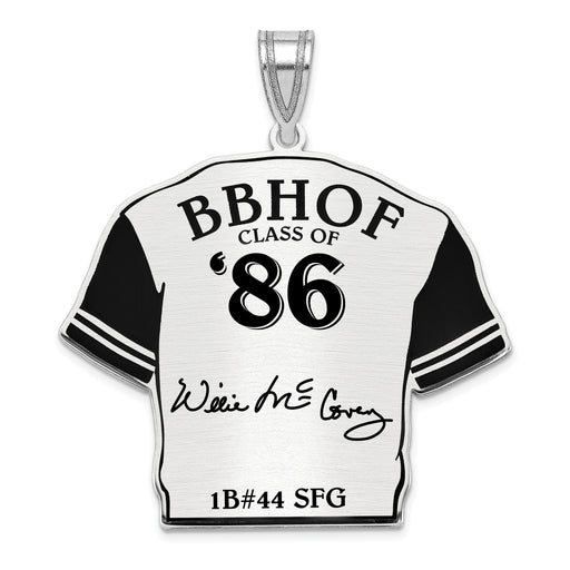 Sterling Silver Rhodium plated Willie McCovey Hall of Fame Signature Epoxy Jersey Pendant
