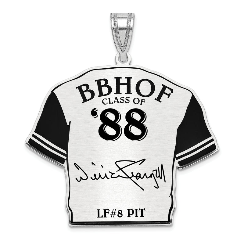 Sterling Silver Rhodium plated Wilver WILLIE Stargell Hall of Fame Signature Epoxy Jersey Pendant