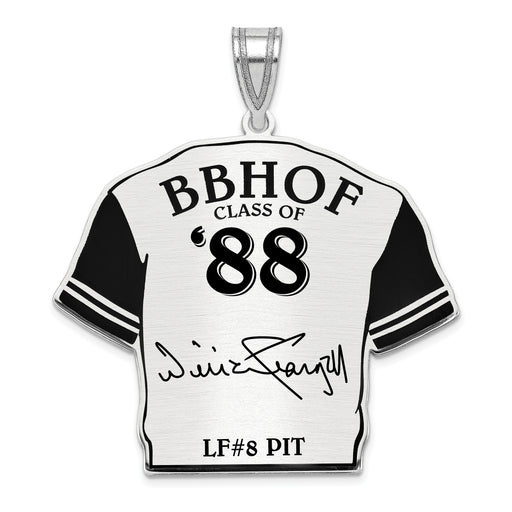 Sterling Silver Rhodium plated Wilver WILLIE Stargell Hall of Fame Signature Epoxy Jersey Pendant