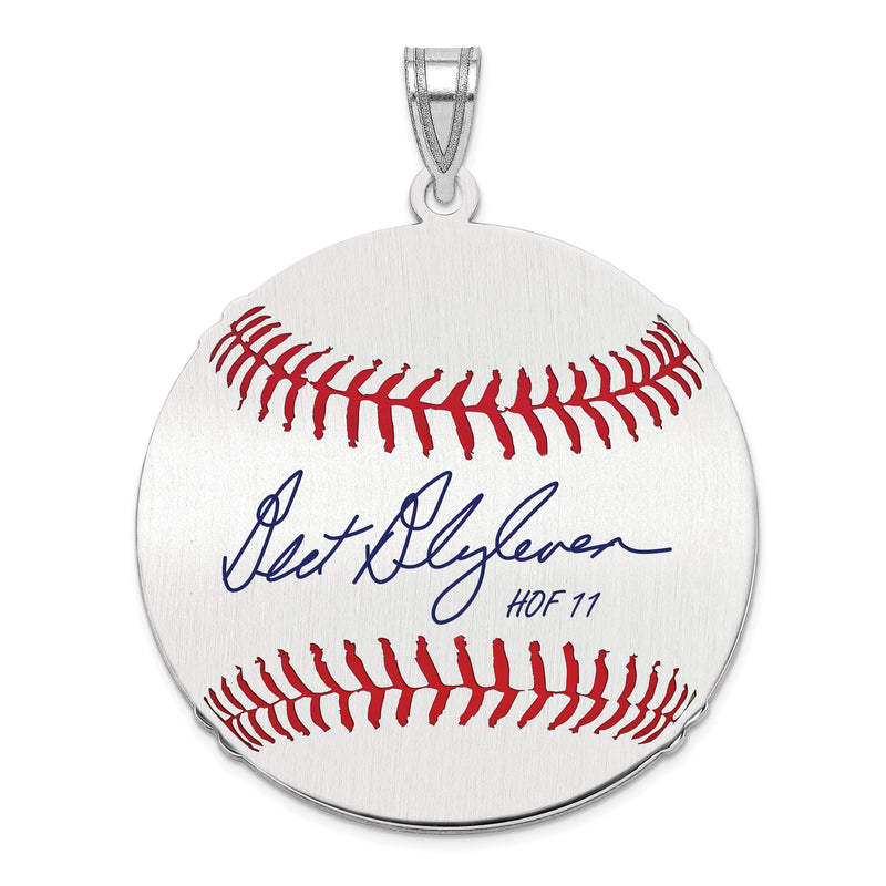 Sterling Silver Rhodium plated Bert Blyleven Hall of Fame Signature Large Epoxy Baseball Pendant