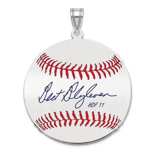 Sterling Silver Rhodium plated Bert Blyleven Hall of Fame Signature Large Epoxy Baseball Pendant