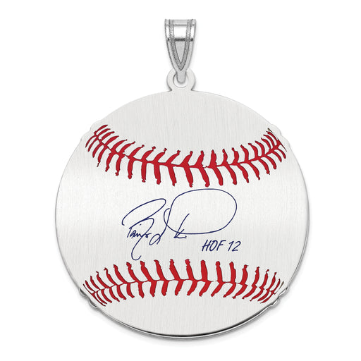 Sterling Silver Rhodium plated Barry Larkin Hall of Fame Signature Large Epoxy Baseball Pendant
