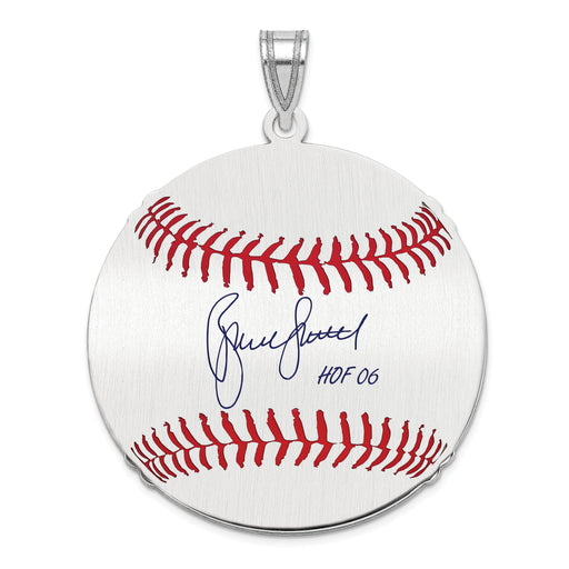 Sterling Silver Rhodium plated Bruce Sutter Hall of Fame Signature Large Epoxy Baseball Pendant